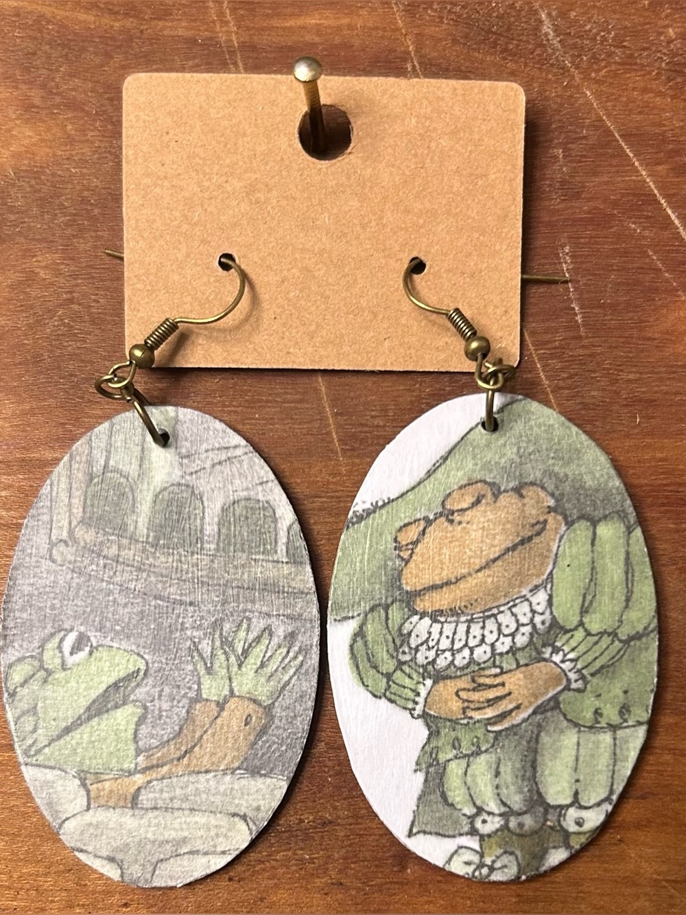 Upcycled Frog and Toad Drop Earrings